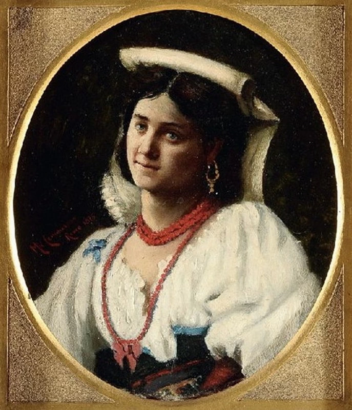 Popolana con collana di corallo